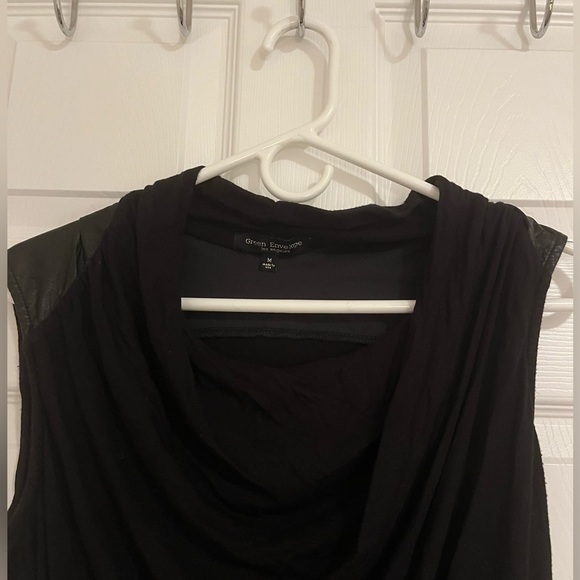 Black with faux leather Green Envelope los angeles Tank Top - Picture 3 of 6